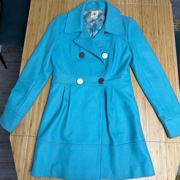 Vintage Anthropologie Tulle Teal Pea Coat - Picture 6 of 10